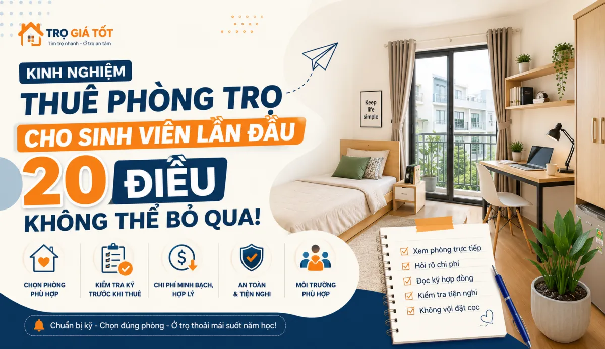 Kinh Nghiệm Thuê Phòng Trọ Cho Sinh Viên Lần Đầu: 20 Điều Không Thể Bỏ Qua