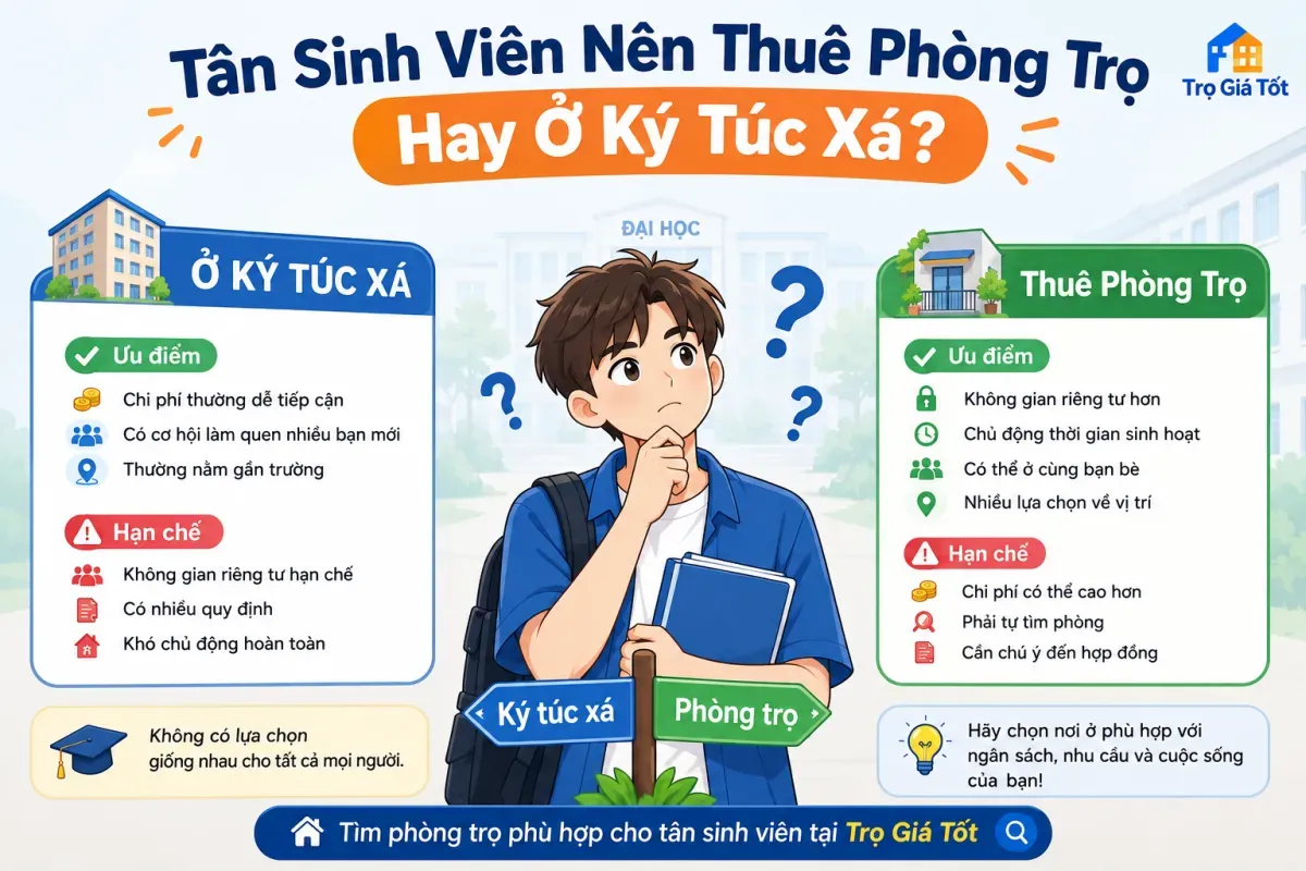 Tân Sinh Viên Nên Thuê Phòng Trọ Hay Ở Ký Túc Xá?